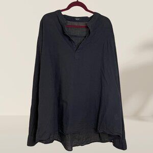 COOFANDY Black Henley Tunic Shirt 4XL | Cotton Hemp Long Sleeve Top